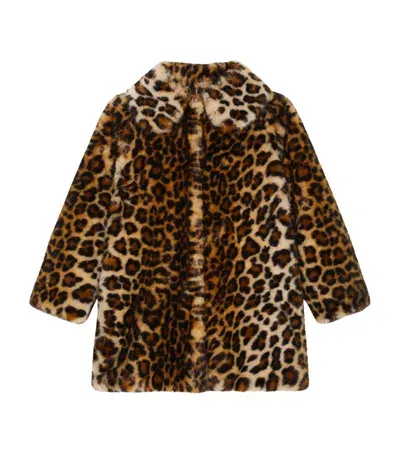 Dolce & Gabbana Kids' Faux Fur Leopard Print Coat