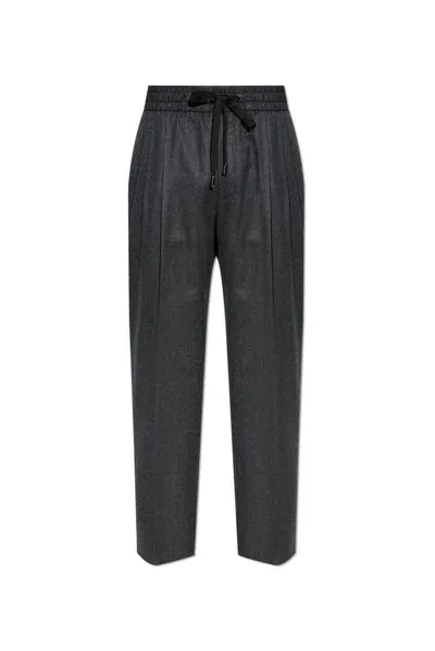 Dolce & Gabbana Flannel Jogging Pants In Grey