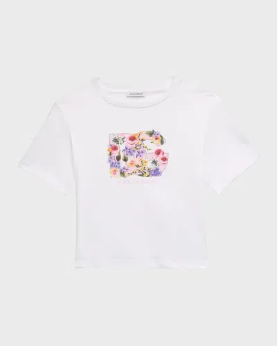 Dolce & Gabbana Kids' Logo Print Cotton Jersey T-shirt In White