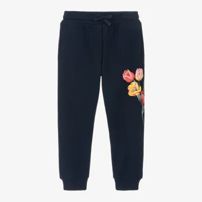 Dolce & Gabbana Kids' Girls Navy Blue Cotton Tulip Joggers