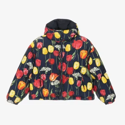 Dolce & Gabbana Kids' Girls Navy Blue Down Padded Tulip Jacket