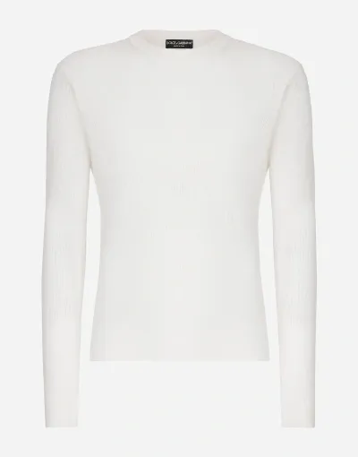 Dolce & Gabbana Silk Round-neck Sweater In ホワイト