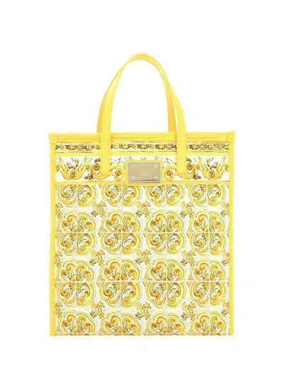 Dolce & Gabbana Graphic Printed Small Tote Bag In Yellow