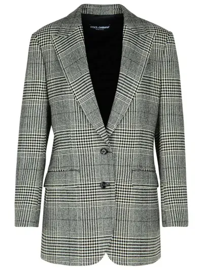 Dolce & Gabbana Grey Virgin Wool Blend Blazer In Gray