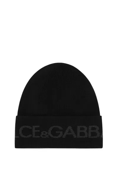 Dolce & Gabbana Knitted Hat In Black