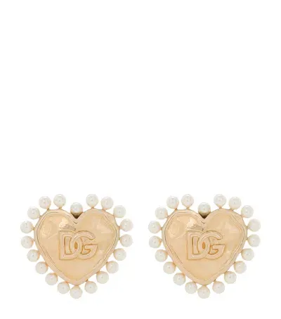 Dolce & Gabbana Heart Dg Clip-on Earrings In Gold