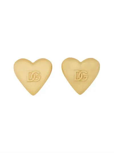 Dolce & Gabbana Heart Earrings With Dg Logo In Gold