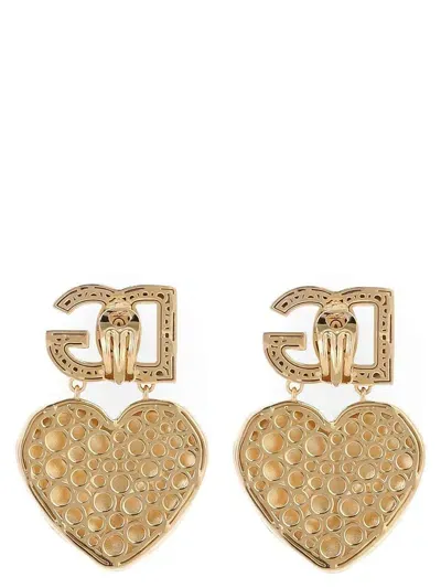 Dolce & Gabbana Heart Logo Earrings In Gold