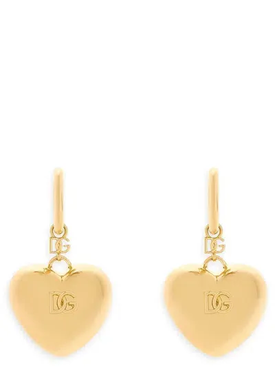 Dolce & Gabbana Heart Pendant Earrings In Grey