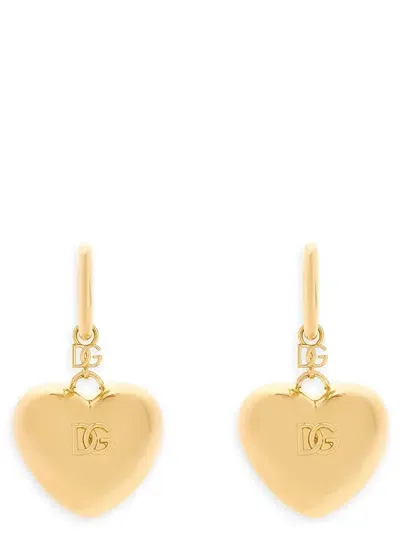 Dolce & Gabbana Heart Pendant Earrings Jewelry In Gold