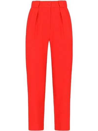 Dolce & Gabbana High-waisted Straight-leg Trousers In Red