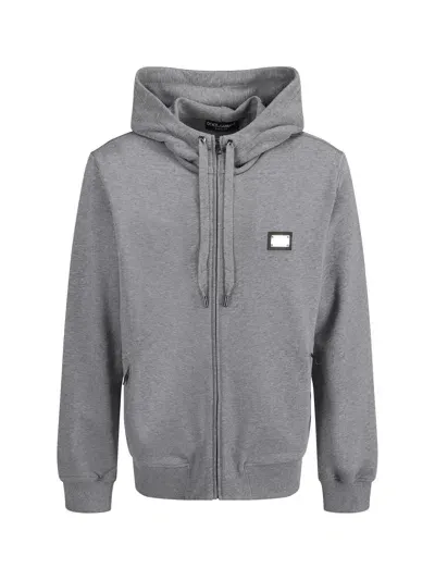 Dolce & Gabbana Hoodie In Melange Grigio