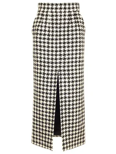 Dolce & Gabbana Houndstooth Midi Skirt In White