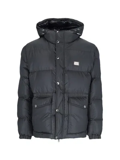 Dolce & Gabbana Logo Down Jacket In Black