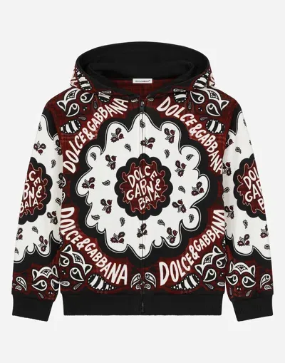 Dolce & Gabbana Kids' Jersey Hoodie With Bandanna Print