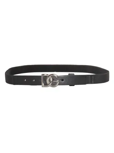 Dolce & Gabbana Junior Kids' Logo Belt In Black