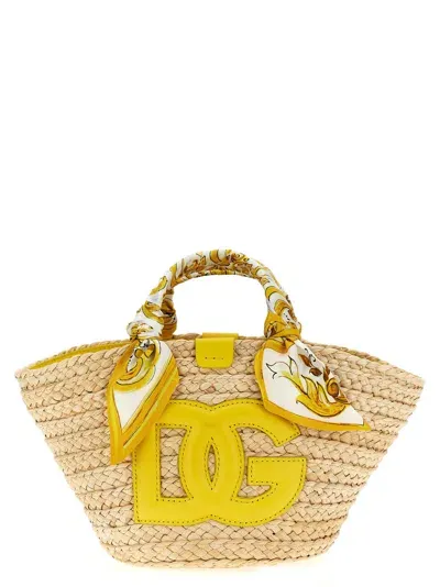 Dolce & Gabbana Small Kendra Straw Tote Bag In Yellow