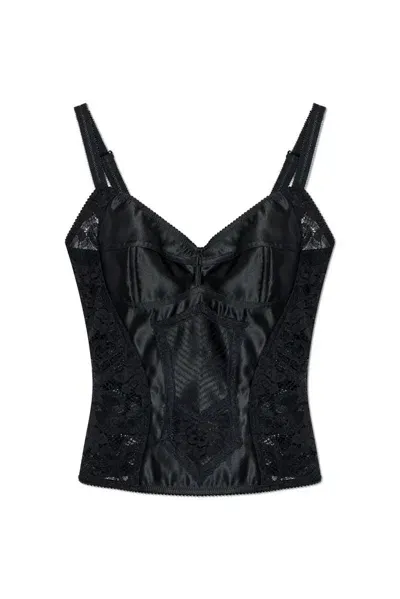 Dolce & Gabbana Lace Detailed Corset Top In Black