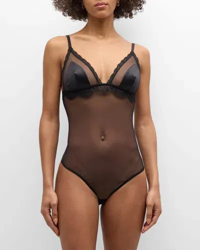 Dolce & Gabbana Lace-detail Sheer Bodysuit In Black