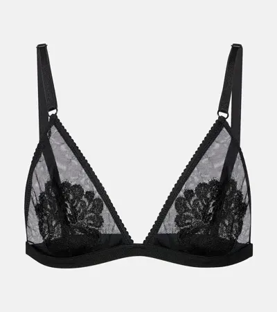 Dolce & Gabbana Stretch Tulle Triangle Bra In Black