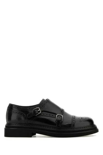 Dolce & Gabbana Brushed Calfskin Monkstrap Shoes In Black