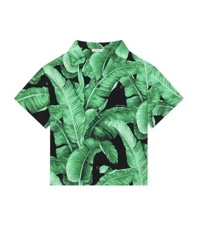 Dolce & Gabbana Kids' Leaf-print Shirt In Black