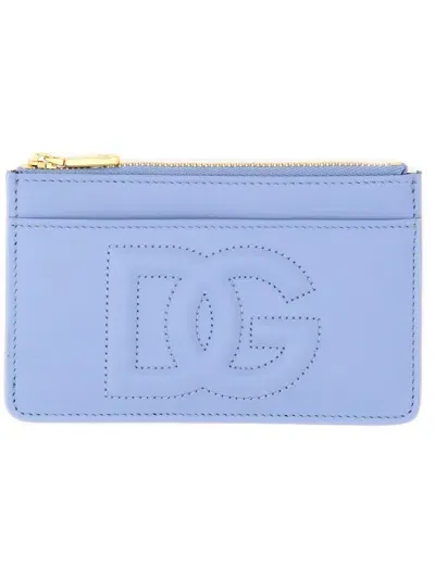 Dolce & Gabbana Leather Card Holder In Azure