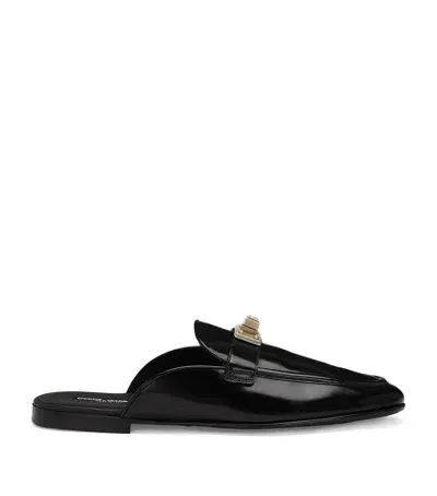 Dolce & Gabbana Leather Open-back Loafers In Black