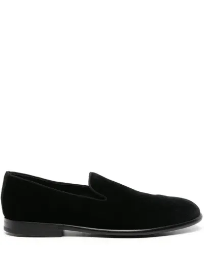 Dolce & Gabbana Leather-sole Velvet Loafers In Black