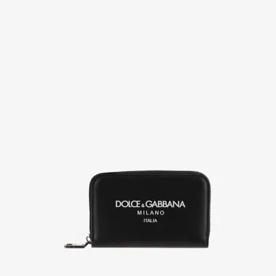 Dolce & Gabbana Leather Wallet With Logo In Black