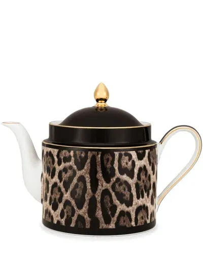 Dolce & Gabbana Leopard-print Teapot In Brown