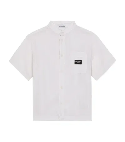 Dolce & Gabbana Kids' Linen Logo-detail Shirt In White