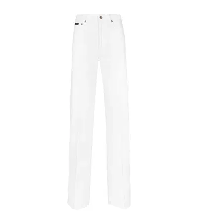 Dolce & Gabbana Logo Appliqué Jeans In White