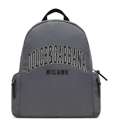 Dolce & Gabbana Kids' Logo Backpack In Gray