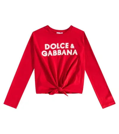 Dolce & Gabbana Kids' Logo Cotton Jersey T-shirt In Red