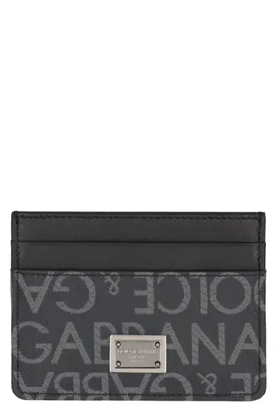 Dolce & Gabbana Logo Detail Leather Card Holder In Black