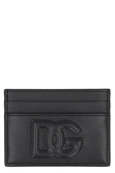 Dolce & Gabbana Logo Detail Leather Card Holder In Black