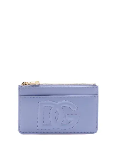 Dolce & Gabbana Logo Embossed Zipped Wallet In Blue