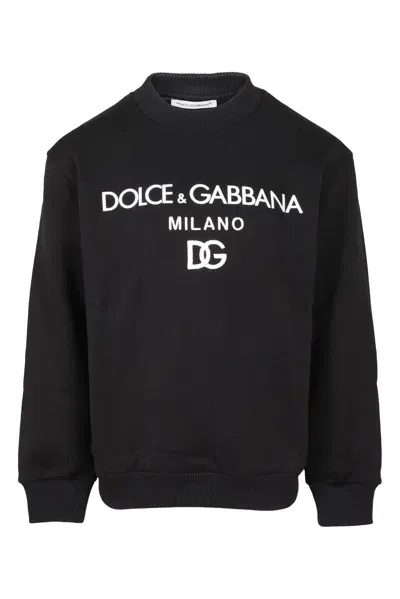 Dolce & Gabbana Kids' Sweatshirt With Embroidered Logo In Nero