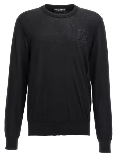 Dolce & Gabbana Logo Embroidery Sweater In Black