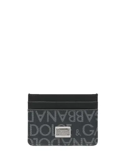 Dolce & Gabbana Logo Jacquard Card Holder In Black