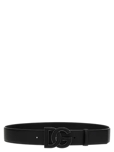 Dolce & Gabbana Logo Leather Belt In Black