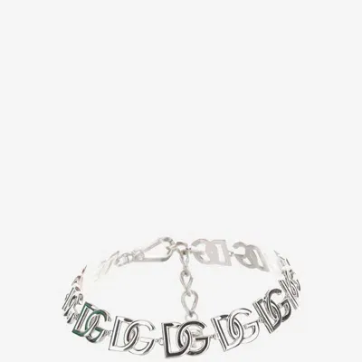 Dolce & Gabbana Logo Necklace In Silver