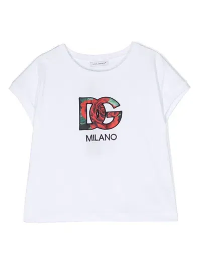 Dolce & Gabbana Kids' Logo-patch Cotton T-shirt In White