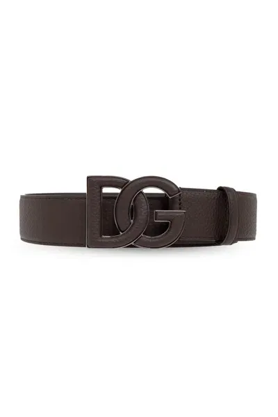 Dolce & Gabbana Logo Plaque Buckle Belt In Brown