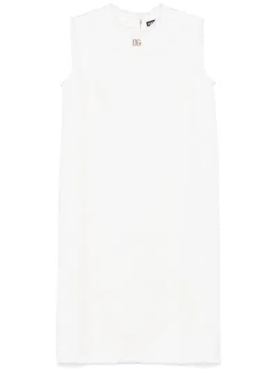 Dolce & Gabbana Logo-plaque Mini Dress In White