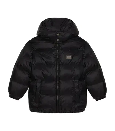 Dolce & Gabbana Kids' Logo-plaque Puffer Jacket In Black