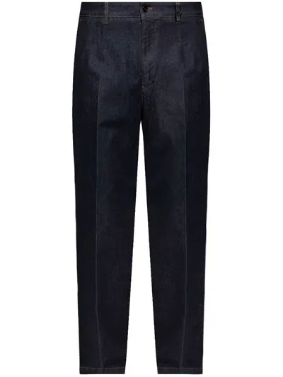 Dolce & Gabbana Logo-plaque Straight-leg Jeans In Blue