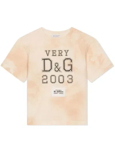 Dolce & Gabbana Kids' Logo-print Short-sleeved T-shirt In Orange