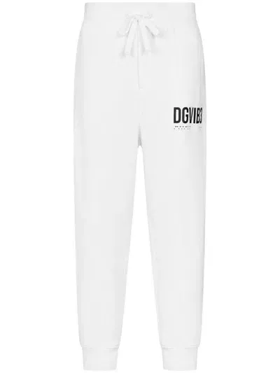 Dolce & Gabbana Logo-print Cotton Track Pants In White